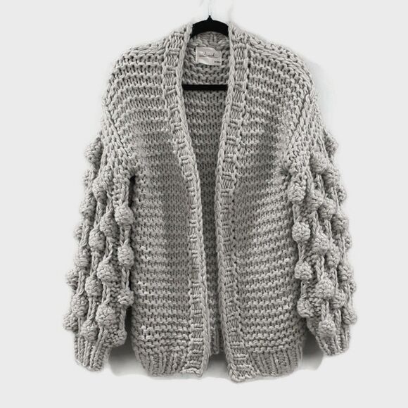 CHICWISH Cuteness On Sleeves Chunky Cardigan - Gray L/XL - Picture 4 of 10